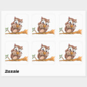Lachende Uil Vierkante Sticker (Vel)