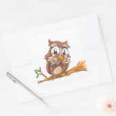 Lachende Uil Vierkante Sticker (Envelop)