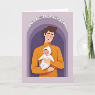 Lachende Vader En Baby Dag Kaart