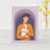 Lachende Vader En Baby Dag Kaart (Gele Bloem)