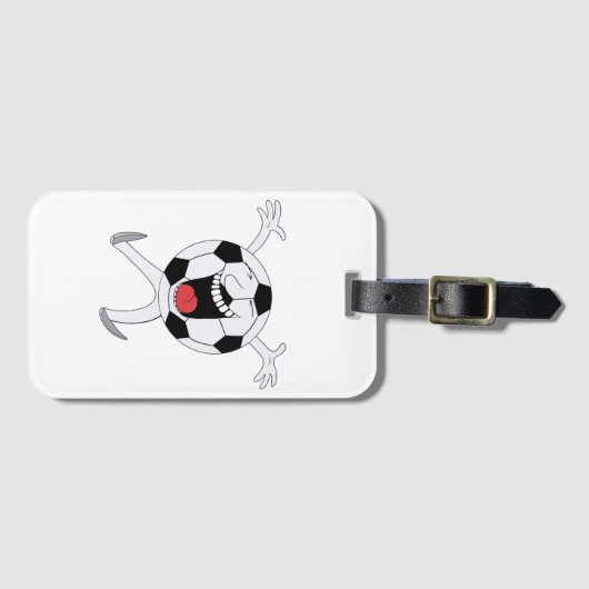 Lachende Voetbal Mascotte Bagagelabel (Voorkant (horizontaal))