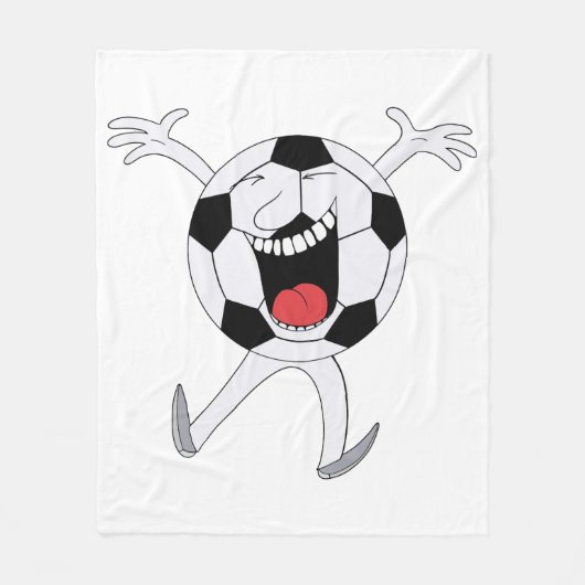 Lachende Voetbal Mascotte Fleece Deken (Voorkant)