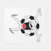 Lachende Voetbal Mascotte Fleece Deken (Voorkant (Horizontaal))