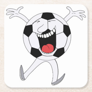 Lachende Voetbal Mascotte Kartonnen Onderzetters