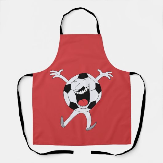 Lachende Voetbal Mascotte Schort (Voorkant)