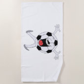 Lachende Voetbal Mascotte Strandlaken (Voorkant)