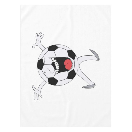 Lachende Voetbal Mascotte Tafelkleed (Voorkant)