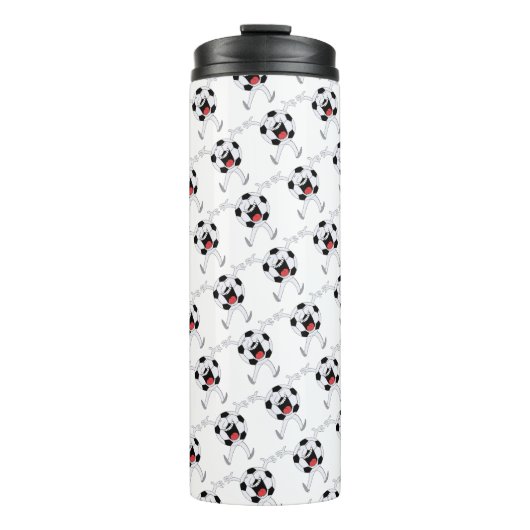 Lachende Voetbal Mascotte Thermosbeker (Voorkant)