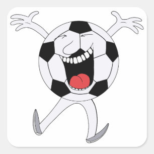 Lachende Voetbal Mascotte Vierkante Sticker