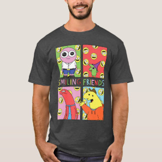 Lachende Vrienden Pop Art Karakter Raster Grappige T-shirt