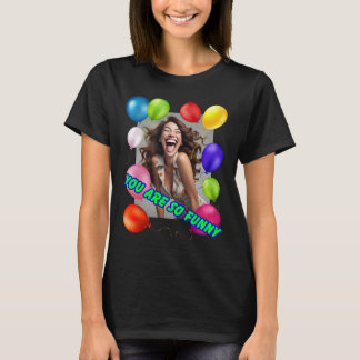 Lachende vrouw en ballonnen t-shirt