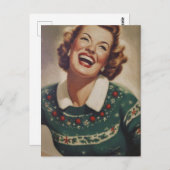  lachende vrouw kerst briefkaart (Voorkant / Achterkant)