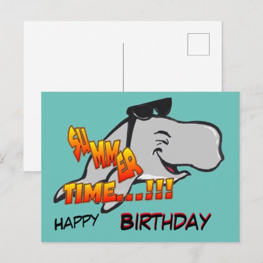 Lachende Wal Verjaardagskaart Briefkaart (Voorkant / Achterkant)