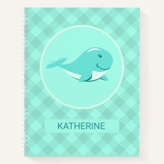 Lachende walvis terug naar school notitieboek (Voorkant)