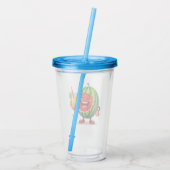 🍉 Lachende Watermeloen Karakter Genietend Acryl Drinkbeker (Achterkant)