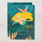Lachende Zeemeermin Uitnodiging (Voorkant / Achterkant)