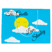Lachende zon met gezwollen wolken: groot cadeauzakje (Achterkant)
