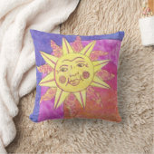 lachende zon op paarse kussen (Deken)