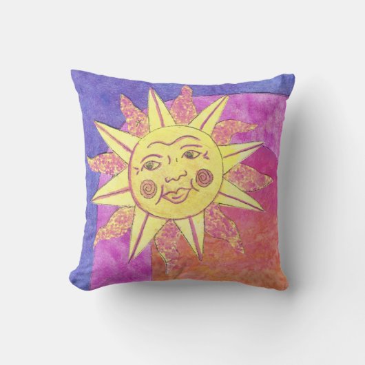 lachende zon op paarse kussen (Voorkant)