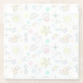 Lachende Zon Zomer Plezier Schattige Glazen Onderzetter (Achterkant)