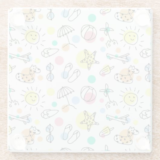 Lachende Zon Zomer Plezier Schattige Glazen Onderzetter (Achterkant)