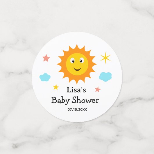 Lachende zonneschijn hier komt het zon Baby shower Confetti (Kleine voorkant)