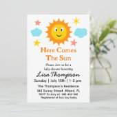 Lachende zonneschijn hier komt het zon Baby shower Kaart (Staand voorkant)