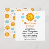 Lachende zonneschijn hier komt het zon Baby shower Kaart (Voorkant / Achterkant)