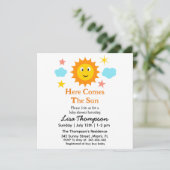 Lachende zonneschijn hier komt het zon Baby shower Kaart (Staand voorkant)