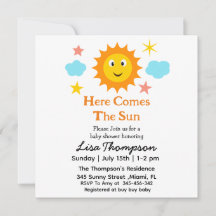 Lachende zonneschijn hier komt het zon Baby shower