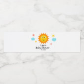 Lachende zonneschijn hier komt het zon Baby shower Waterfles Etiket (Enkel label)