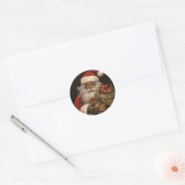 Lachende zwarte Kerstman: de groeten van het seizo Ronde Sticker (Envelop)