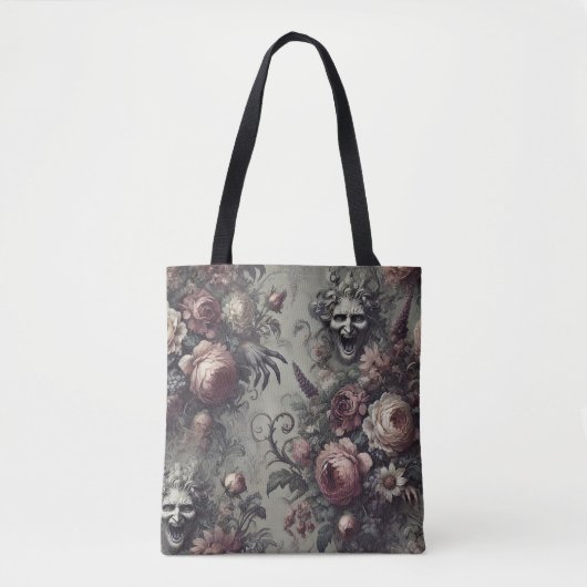 Lachlijnen - Gotische Groteske Bloemen Barok Tote Bag (Voorkant)
