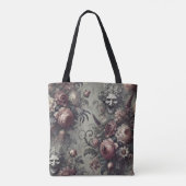 Lachlijnen - Gotische Groteske Bloemen Barok Tote Bag (Achterkant)