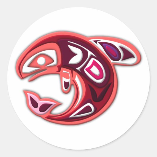 Lachs salmon ronde sticker (Voorkant)