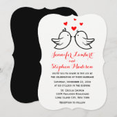 Lachtigen en harten, rood en zwart huwelijk kaart (Voorkant / Achterkant)