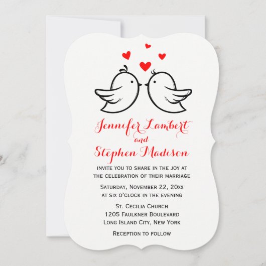 Lachtigen en harten, rood en zwart huwelijk kaart (Voorkant)