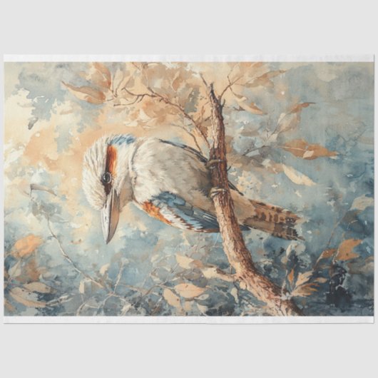 Lachvogel in een Boom Aquarel Decoupage Tissuepapier (Voorkant)