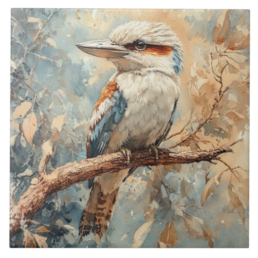 Lachvogel in een Boom Aquarel Tegeltje (Voorkant)