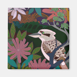 Lachvogel Tropische Vogelplanten schilderij bloem  Magneet