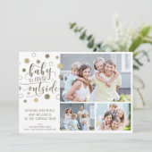 Lachwekkend BABY ER IS COVID BUITEN 3 foto's Feestdagenkaart (Staand voorkant)