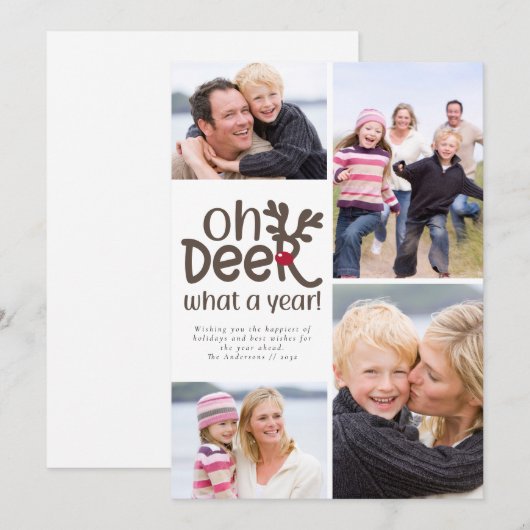 Lachwekkend Oh Herten Wat een Jaar Foto Vakantieka Feestdagenkaart (Voorkant / Achterkant)