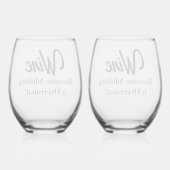 Lachwekkend - Wijn Omdat Opgegroeid Zijn Overgewaa Wijnglas Zonder Voet (Achterkant)