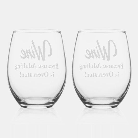 Lachwekkend - Wijn Omdat Opgegroeid Zijn Overgewaa Wijnglas Zonder Voet (Achterkant)