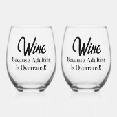 Lachwekkend - Wijn Omdat Opgegroeid Zijn Overgewaa Wijnglas Zonder Voet (Voorkant)