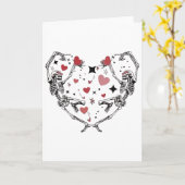 Lachwekkende Valentijnsdag Dansend Skelet Hart  Kaart (Gele Bloem)