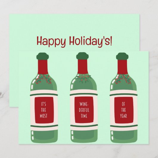 Lachwekkende wijn Kerstkaart (Voorkant / Achterkant)