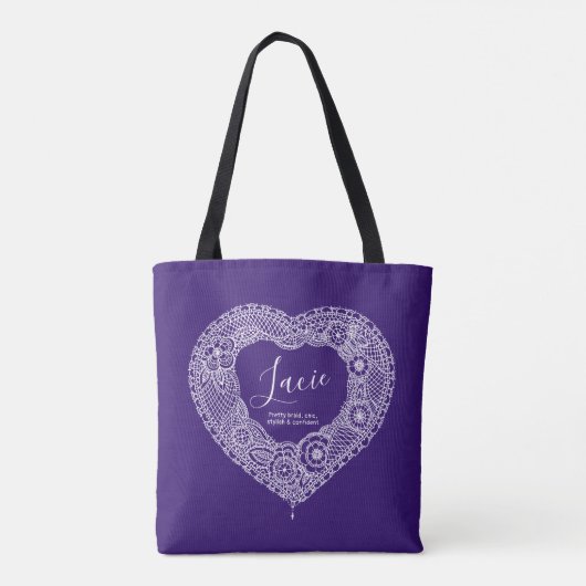Lacie naam betekent hartzakje tote bag (Achterkant)