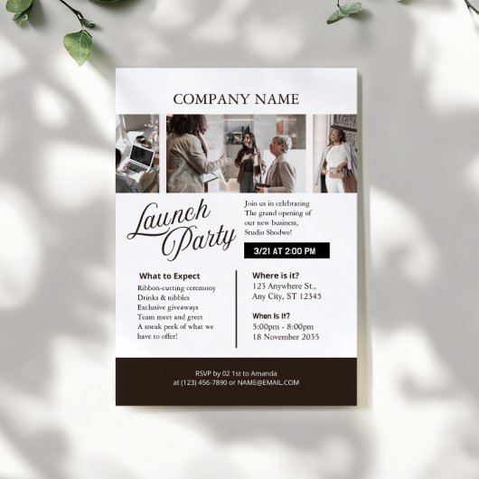 lack and White Professional Company Launch Party Kaart