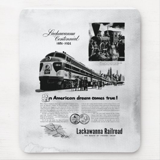 Lackawant Railroad Centennial 1951 Muismat (Voorkant)